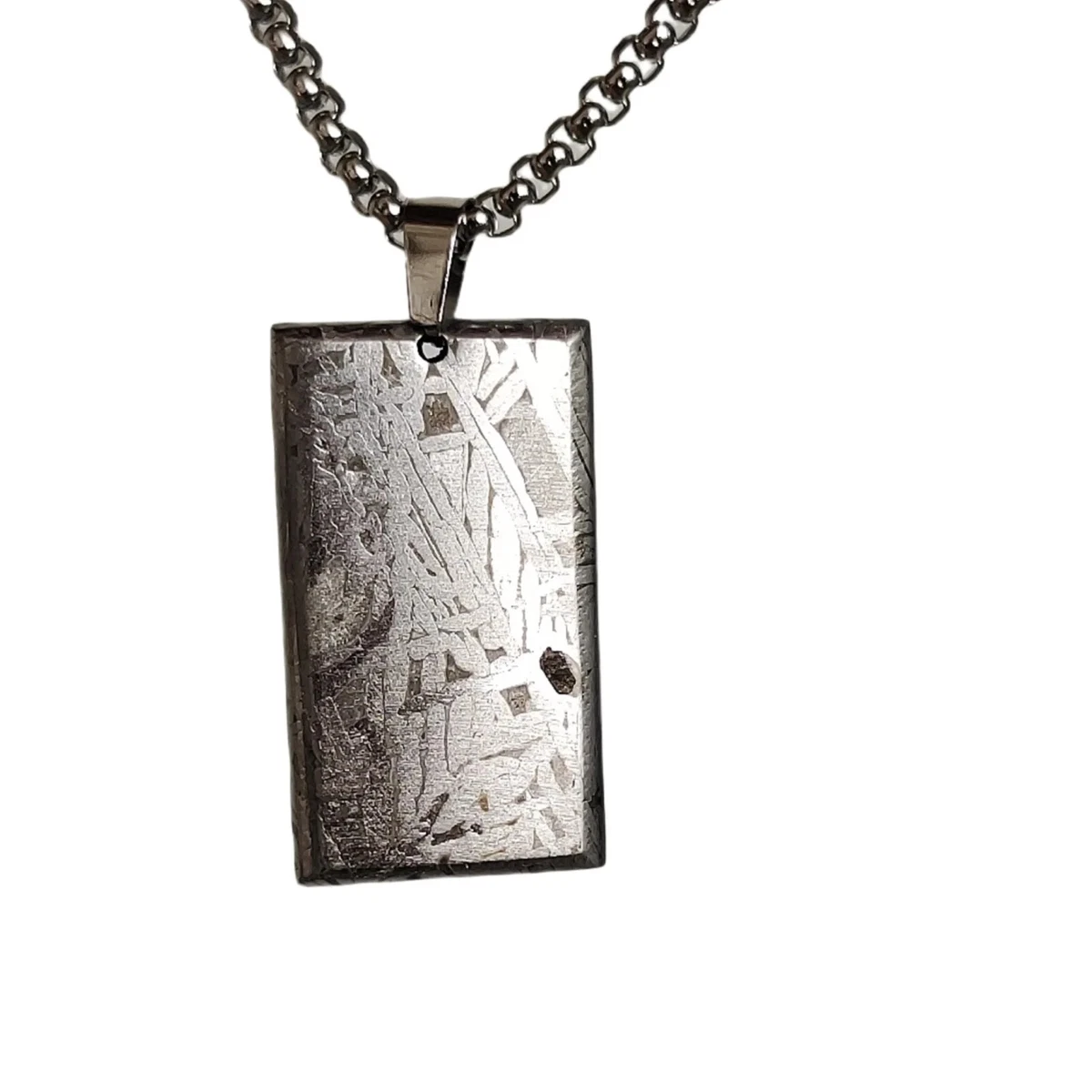 Ciondolo Con Meteorite Muonionalusta Starborn - Frammento Vero In Acciaio Inox, Catena 63,5 Cm