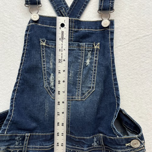 Wallflower Overall Denim Shorts Juniors M - Dark Wash Stretch Denim - Picture 7 of 12
