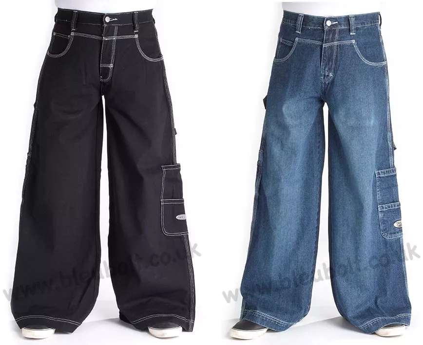 Bleubolt Goth Skater Jeans 31 inch hem Big Size Super Baggy Loose fit Style 1500