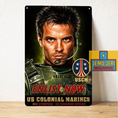 Aliens Hicks US Colonial Marines Metal Poster Sign 20x30cm Sci-Fi Wall Art