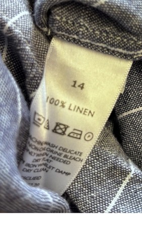 The White Company Linen Dress Size 14 Blue White Stripe Pockets 100% Linen - Picture 7 of 11