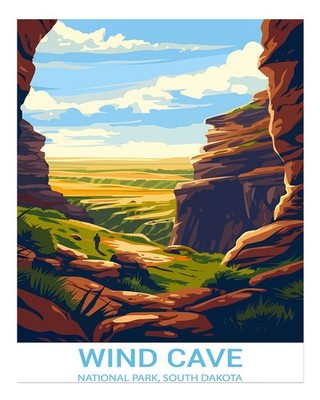 Wind Cave National Park Poster Wall Art - Nature Landscape Print