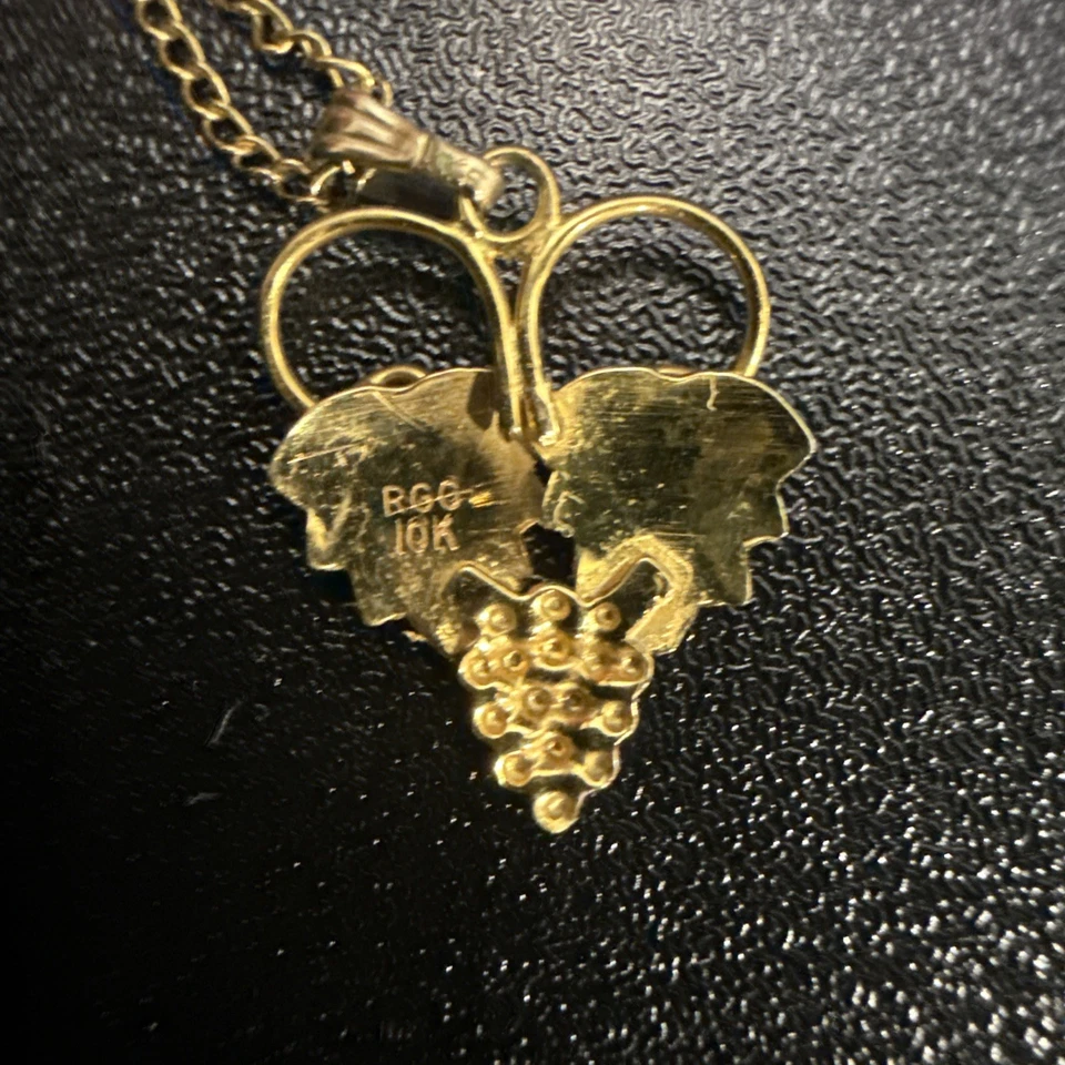 Black Hills Gold 10K Pendant Necklace with Leaves and Grapes Design - Image 3 of 4