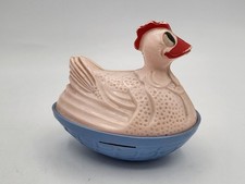Vintage Ideal Plastic Chicken Hen On Nest Egg Piggy Bank Made in USA Collectible
