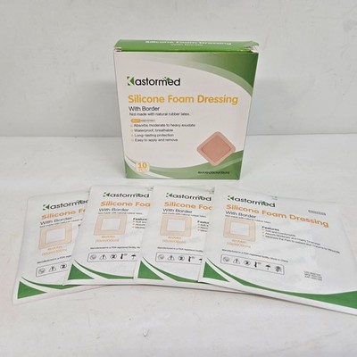 Kastormed 4 x 4 in Qty 4 Silicone Foam Dressing w/Border Exp 12/24/2025