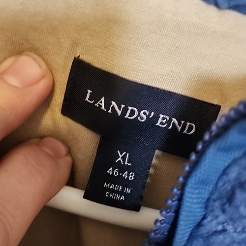 Felpa Lands' End Quarter Zip Blu Pullover Foderata in Pile Taglia XL 46-48 OTTIME CONDIZIONI - Foto 2 di 5