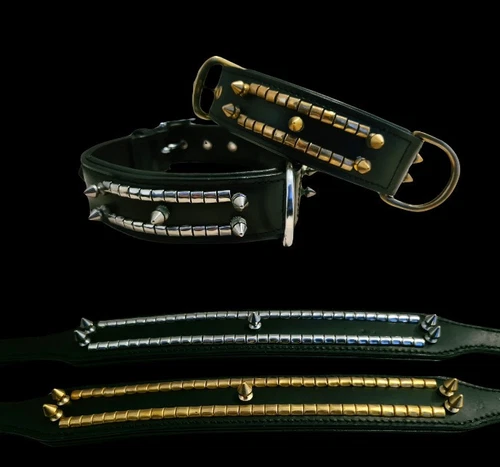 Heavy Duty Stud And Spike Collar And Lead For Dogs Premium Best Grade Leather . - Picture 10 of 11