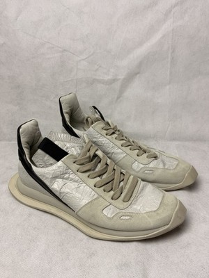 Rick Owens Geth Runner Sneakers White Black SZ 40 Men's Preowned