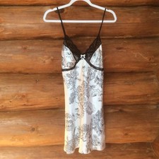 Babydoll Satin Lace Trim Chemise Slip Dress Size Medium Feminine Coquette