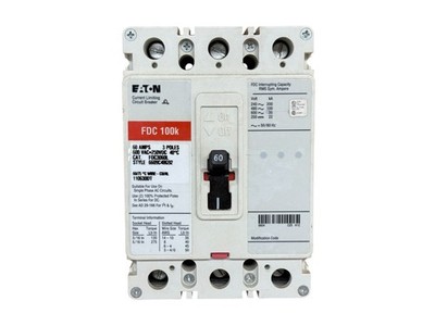 Eaton FDC3060L 60A 3-phase 3-pole 600V F-frame bolt-on thermal magnetic breaker