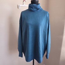 All in Motion Women's Airy Sleek Funnel Neck Sweatshirt Teal Blue NWT S