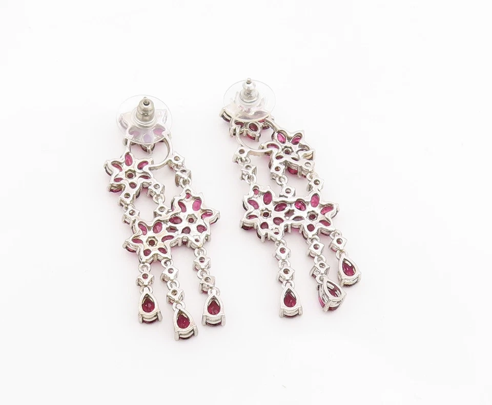 Pendientes vintage de plata de ley 925 amatista delicada flor colgante EG13858 Foto 4 de 4