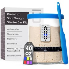 Premium Sourdough Starter Jar - 40oz Large 1 Pack , Blue
