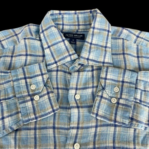 Peter Millar Crown Crafted Woodlawn 100 % Leinen Sporthemd Größe Medium 250 $ - Bild 4 von 8