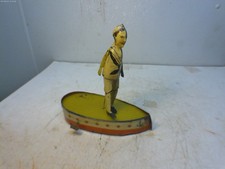 RARE FERDINAND STRAUSS JACKEE THE HORNPIPE DANCER TIN WIND UP TOY BOAT L@@K