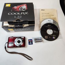 Nikon COOLPIX L22 12MP Comact Digital Camera Bundle - Red Tested A 