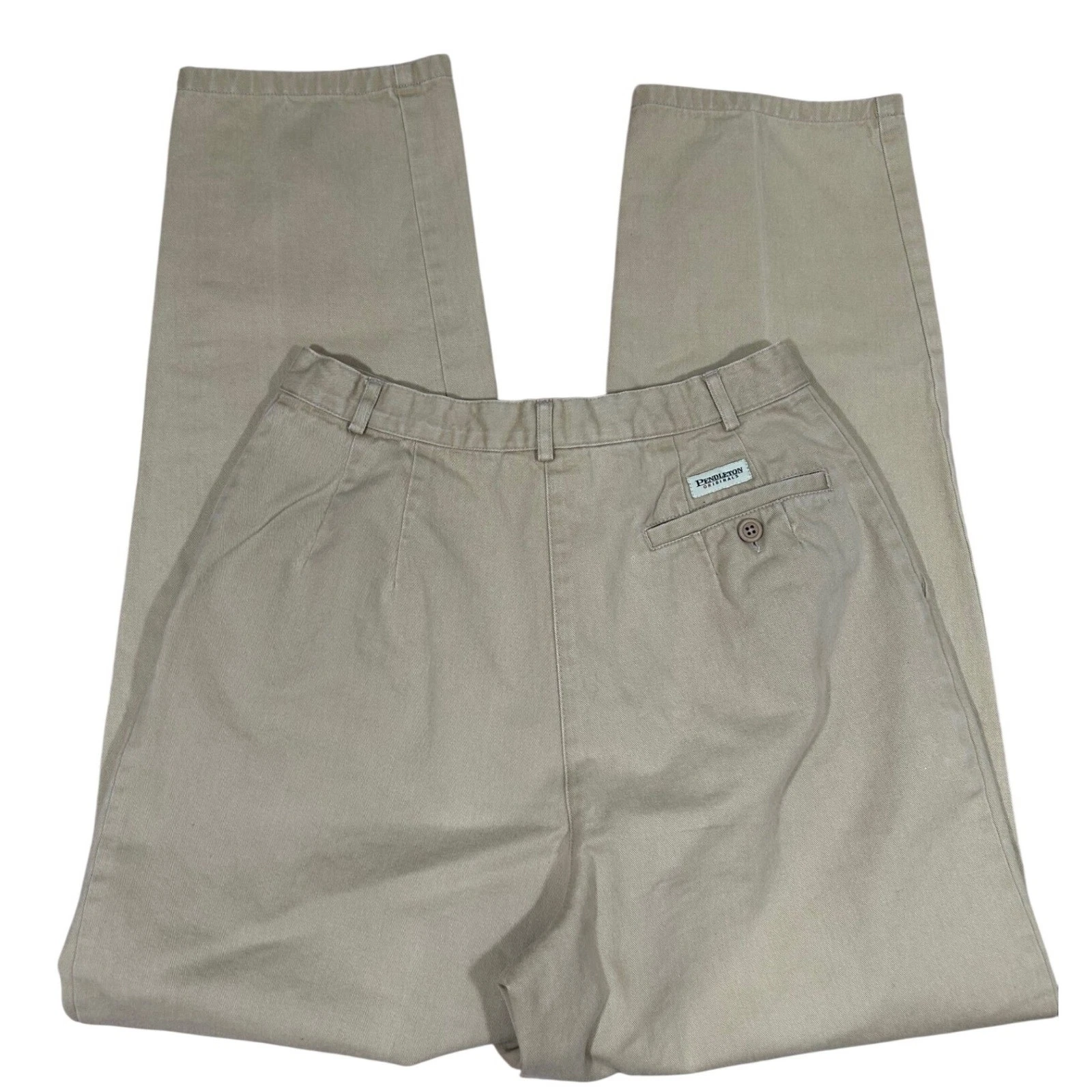 Vintage Pendleton Originals Cotton Women Beige Pleated Casual Khaki Pants Size 6