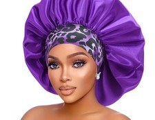 Women's Purple Leopard Print Comfortable bonnet