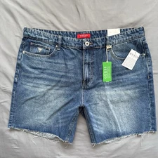 GUESS Mens 38 Medium Wash Denim Alexis Cut Off Jean Shorts Brand New With Tags