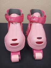 Mattel Barbie Kids Girl Roller Skates Over Shoes Pink Plastic Vintage