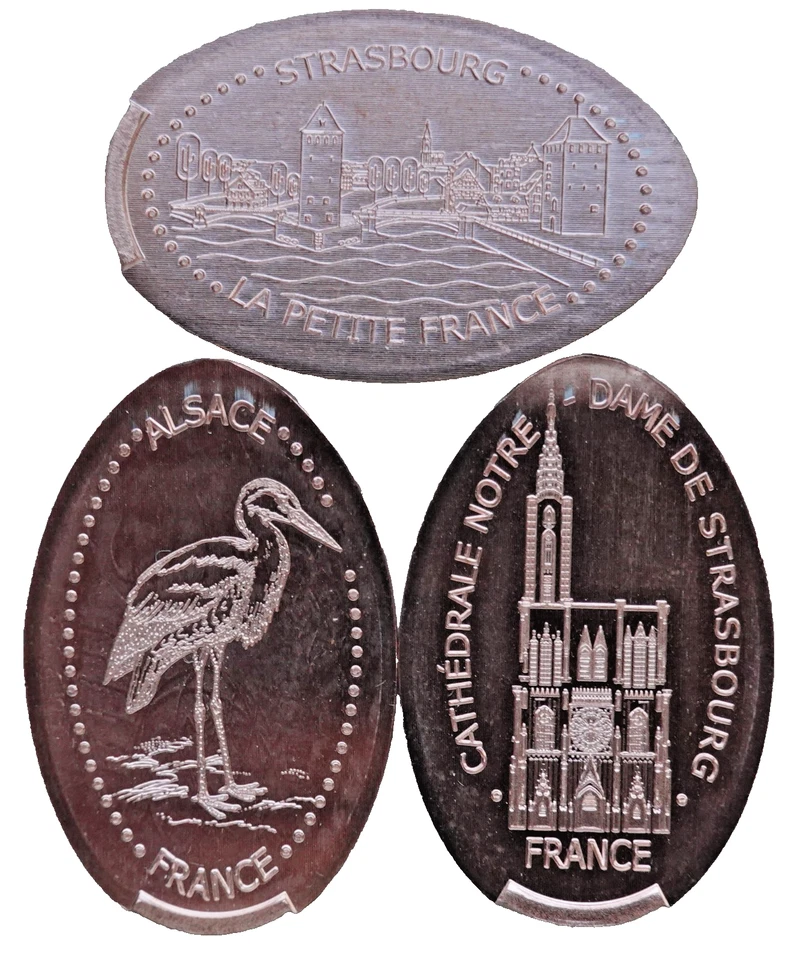 FRANKREICH -- Strasbourg / Straßburg ● 3x Elongated Coins ● kompletter Satz - Bild 1 von 1