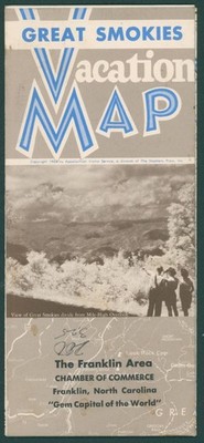 1969 Great Smokies Vacation Map Franklin NC Chamber of Commerce Gem Capital