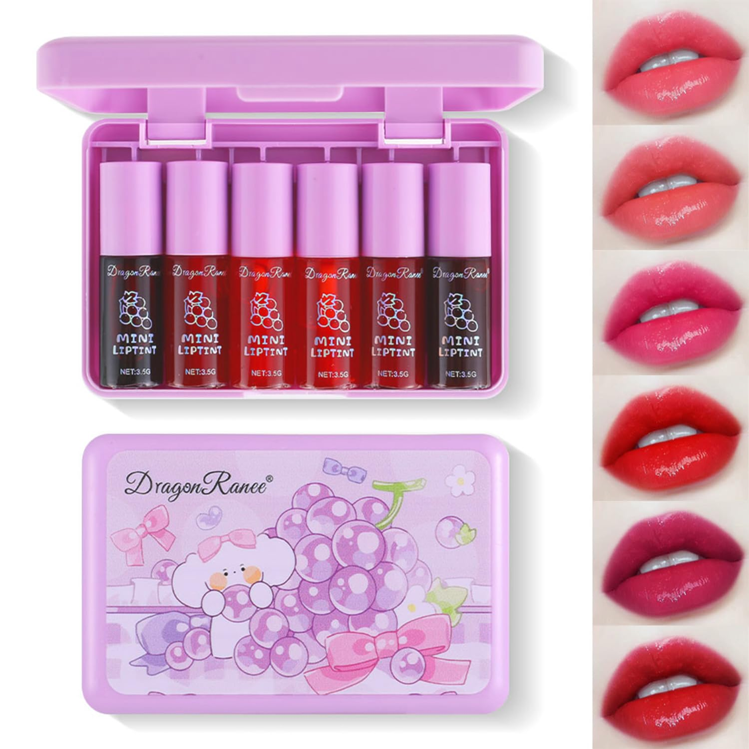 6-Color Korean Velvet Lip Tint Set, Watery Moi Lip Stain