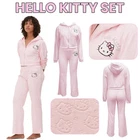 Hello Kitty Quality Embossed Women’s 2 Pc Hooded Zipped Loungewear Set Xmas Gift