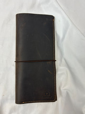 GENUINES Brown Leather Travel Wallet Passport Holder 8.5  x 4.25