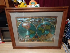 Nova Totivs Terrarvm Orbis Geographica Tabvla Silver Foil World Map Framed