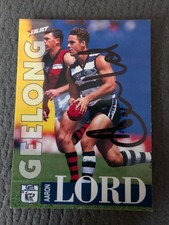 1996 AFL Select Hand Signed Aaron Lord Card Geelong Cats 