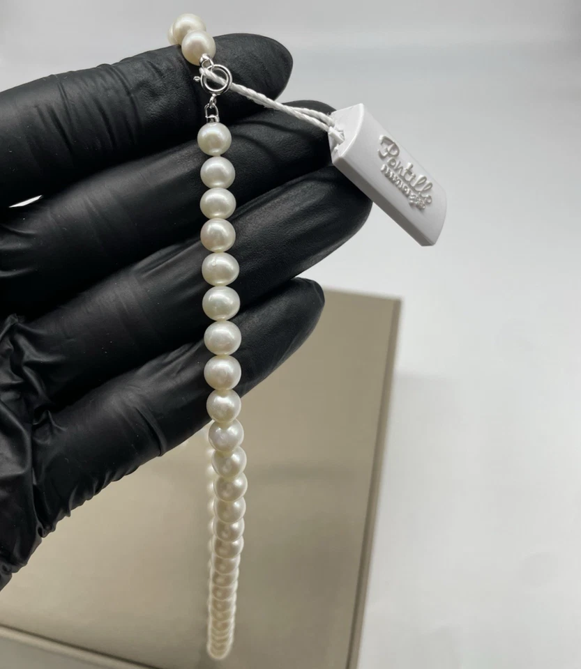 COLLANA IN PERLE DI ACQUADOLCE COLTIVATE ORO BIANCO 18K DONNA POSTILLO GIROCOLLO - Immagine 4 di 4