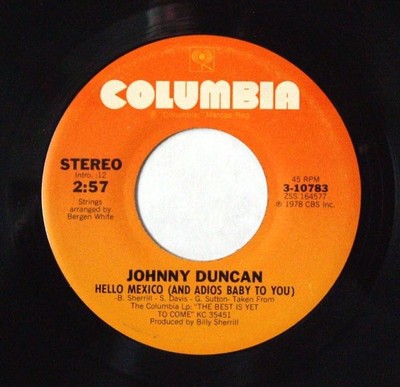Johnny Duncan - Hello Mexico And Adios Baby To You - Used Vinyl Rec - C8100z