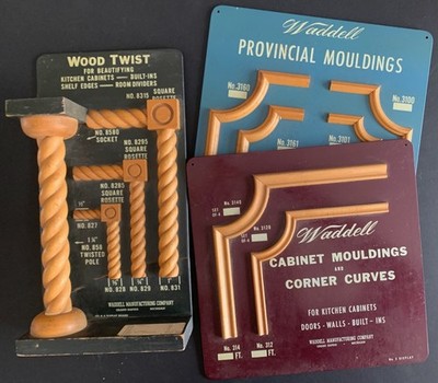 3 Waddell 1960s Wood Moulding 3-D Store Displays -Real Wood on Masonite Board