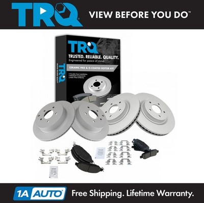 TRQ Front & Rear Ceramic Disc Brake Pads G-Coated Rotor Kit for Infiniti Nissan