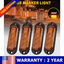 Side 4PCS 4LED Marker Amber Lights Clearance Light Truck Trailer RV Waterproof