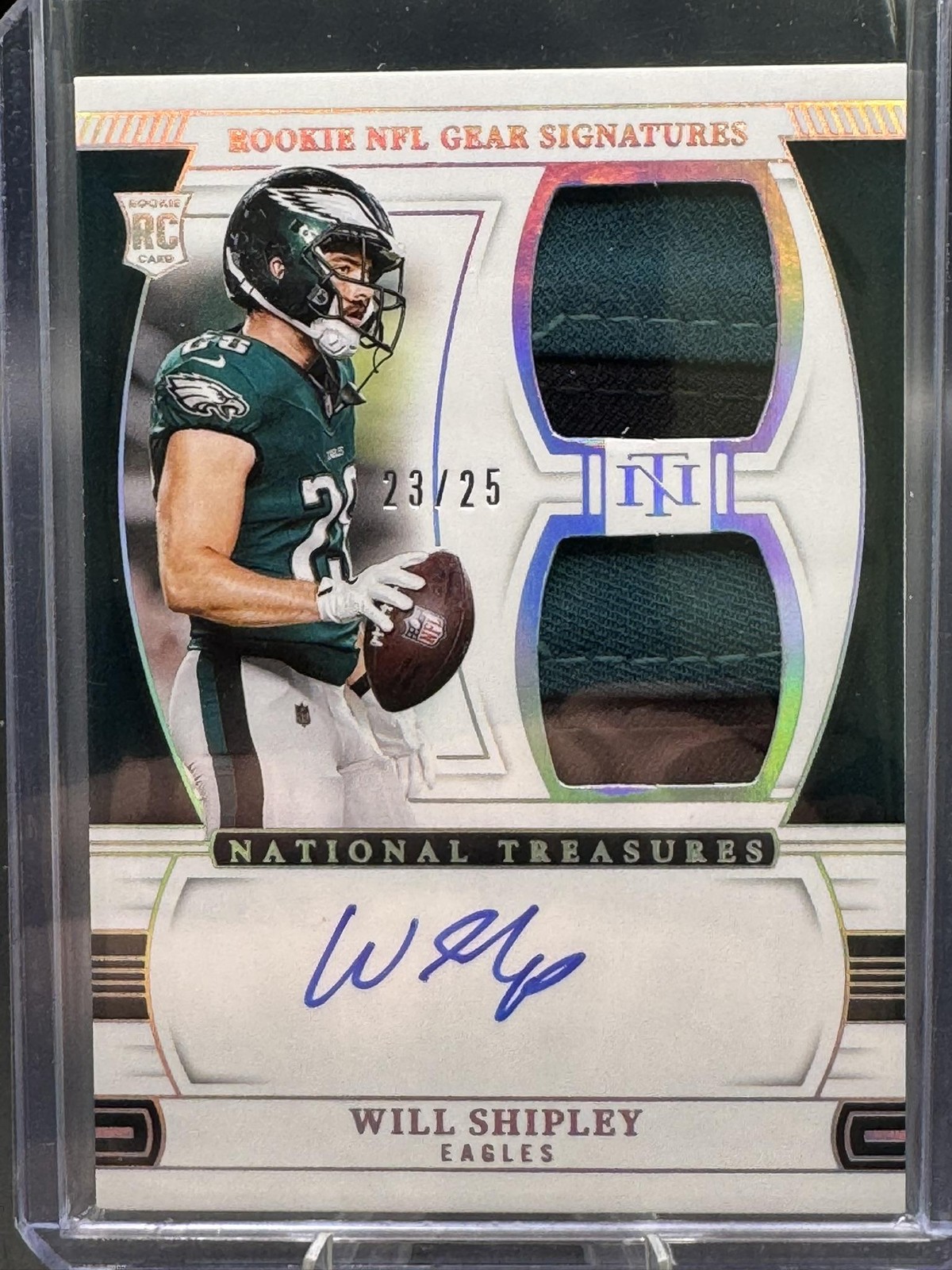 Will Shipley Panini National Treasures Rookie NFL Gear Signature Combos #WSY Prime Holo Silver