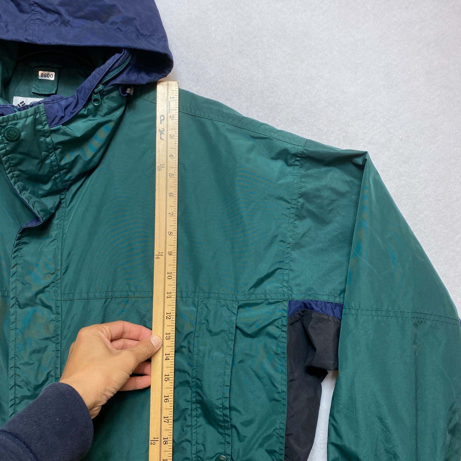 Vintage Columbia Sportswear Rain Jacket Mens XL Green Navy Gorpcore 90s Hooded thumbnail 2