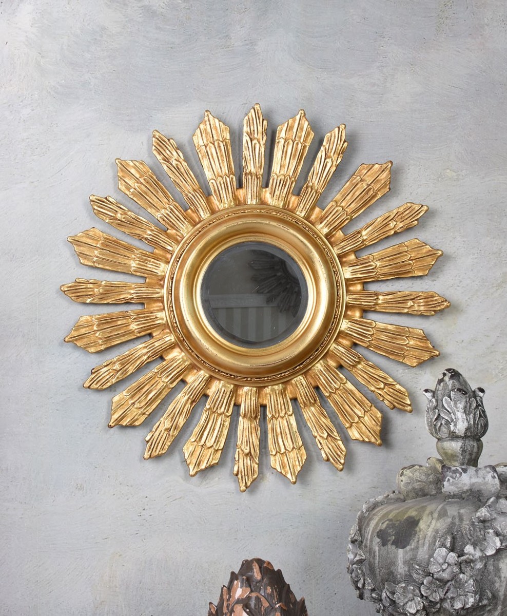 Miroir Mural Soleil Sonnenspiegel Antique Or 70cm - Décoration Murale Facetté - Palazzo INT