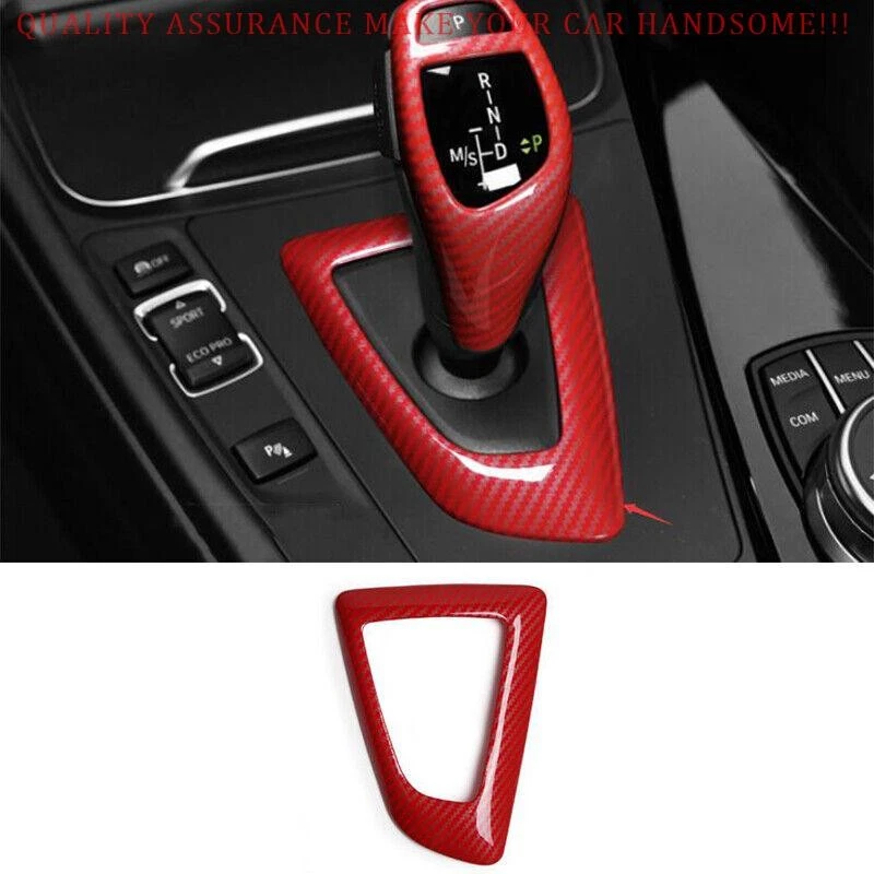 For BMW 1 2 Series 2015-2019 Red Carbon Fiber Center Console Gear Shift Frame