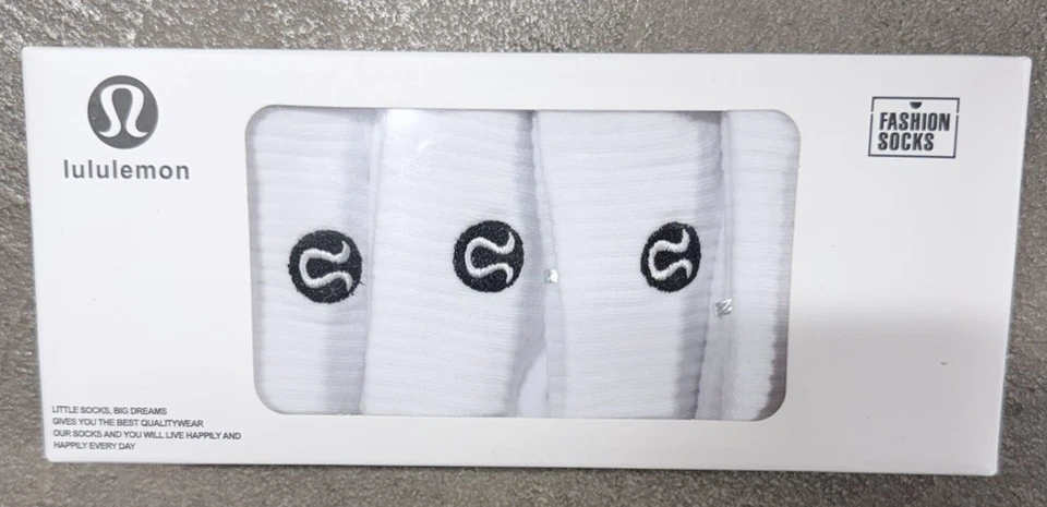 Nuevo Para Mujer 5 Pares LULULEMON 3\4 Blanco Crew Calcetines Talla Mediana En Caja Foto 4 de 4