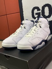 Air Jordan 6 Retro GS Midnight Navy 2022 White/Midnight Navy 384665-141 Sz 6.5y