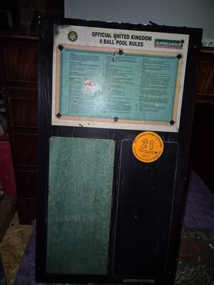 Bapto Superleague 8 Bällebad Regeln Kneipe Anzeigetafel Holzschild Wandtafel