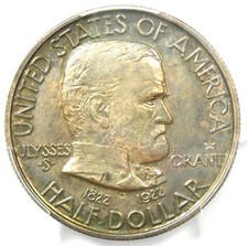 1922 Grant Star Half Dollar 50C Coin - PCGS UNC Detail (MS) - Rare Star Variety!