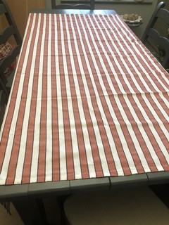 John Lewis Tablecloth 165x140cm Rust/cream/navy Stripe 100%cotton