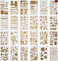 Mwoot 24 StüCk Tagebuch Schablonen Journal Stencils Set, Wiederverwendbares