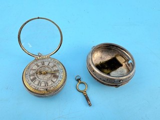 Raro orologio da tasca 17 secolo primo cilindro scappamento argento tedesco verge funzionante