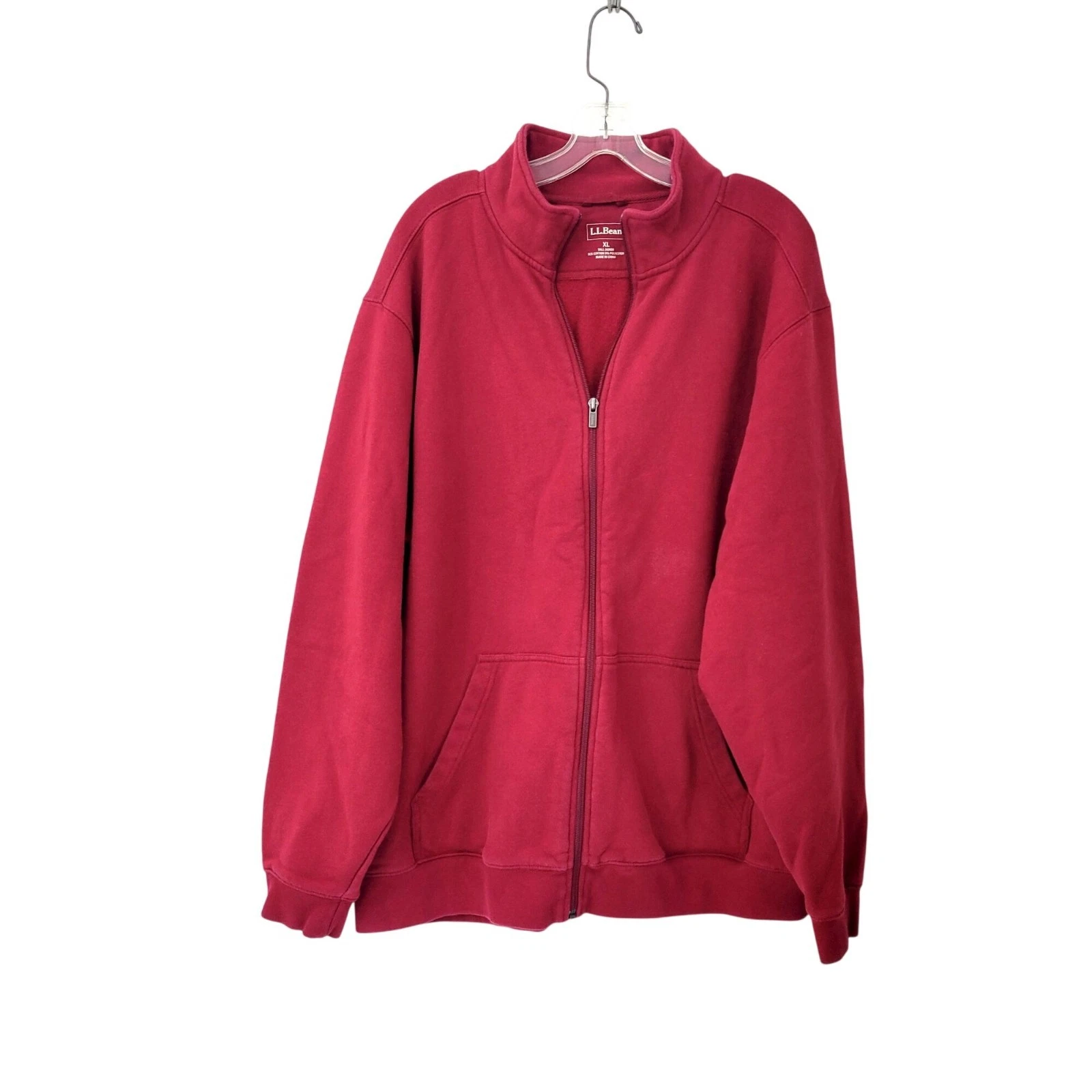 L.L. Bean Mens XL Tall Red Full-Zip Fleece Jacket