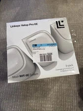 Linksys Velop Pro WiFi 6E Cognitive Mesh Router 6GHz 5.4 Gbps 3 Pack MXE623-AMZ