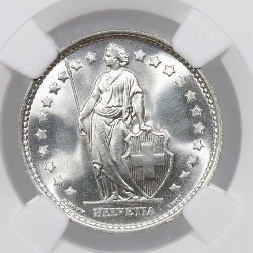 1966-B Switzerland Franc - NGC MS67 - Top Pop (7/0)
